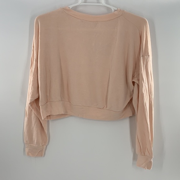 WILDFOX PRETTY SALVAGE LONG SLEEVE CROPPED SHIRT SMALL PEACH - Picture 4 of 5